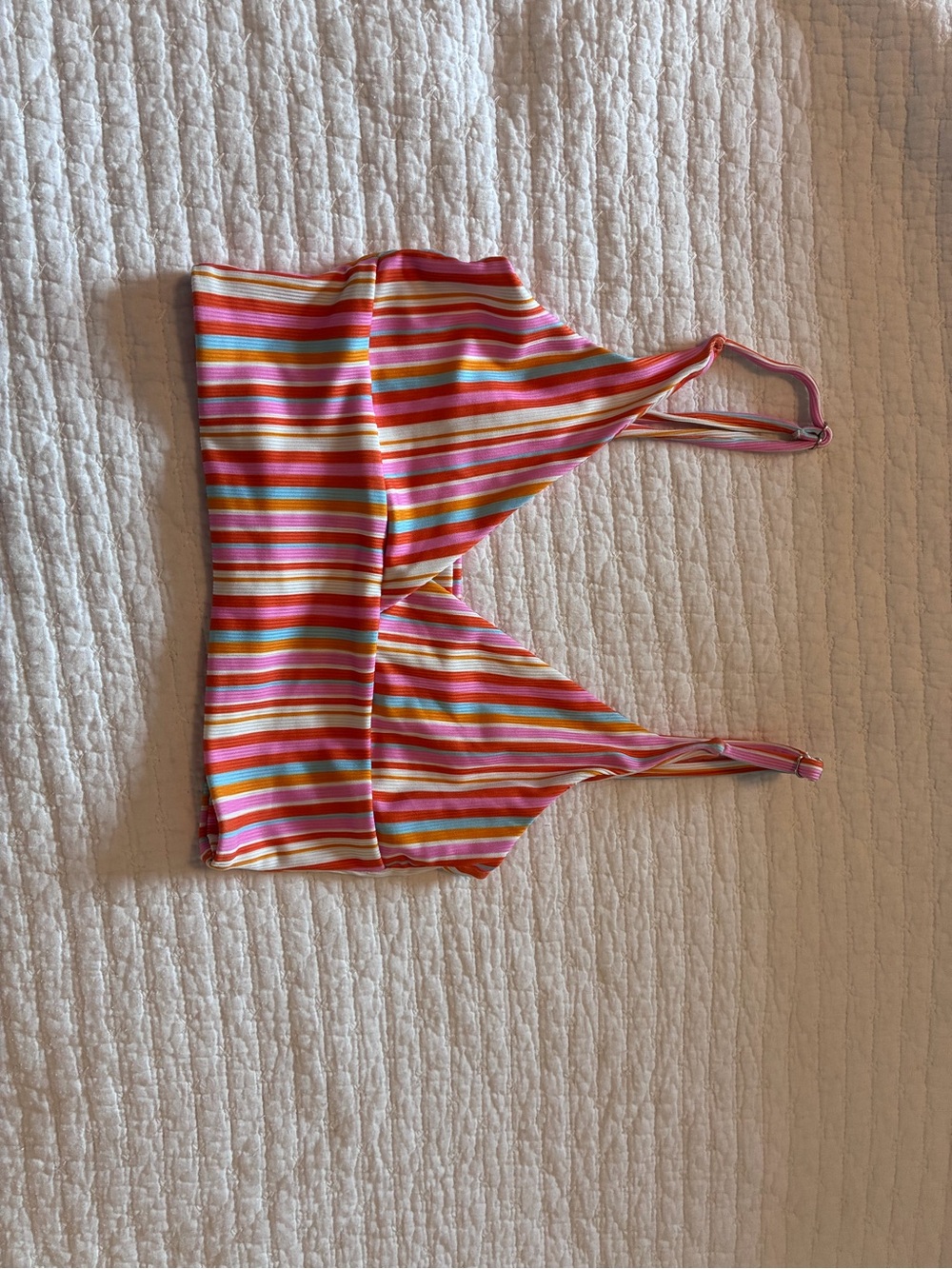 Zaful Multicolor Striped Girls' Bikini Top - Pink, Orange, Green